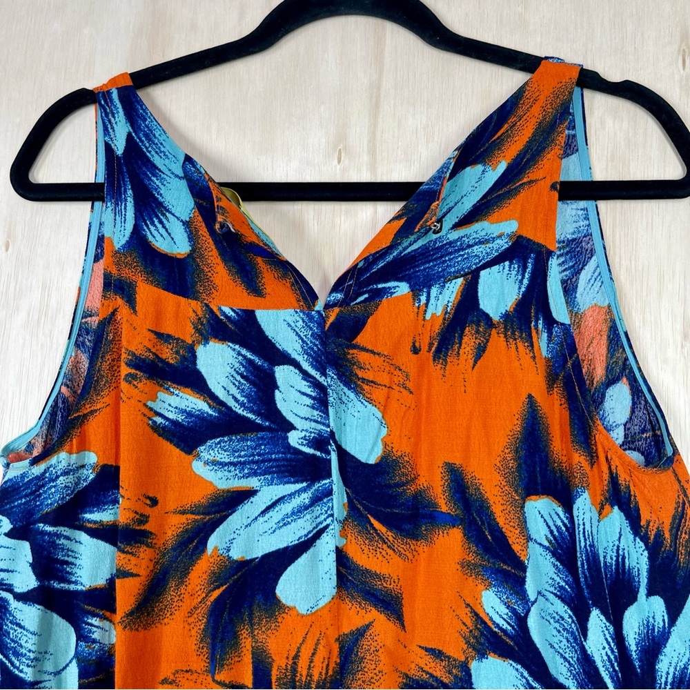 Anthropologie  Maeve Orang And BlueFloral HI-LOW Sleeveless Dress Sz 8 - Picture 10 of 11